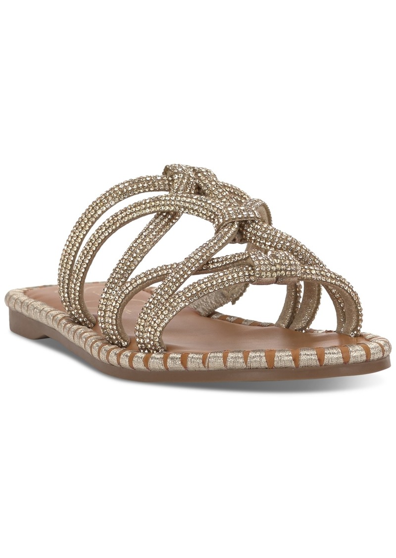 Jessica Simpson Women's Briellea Strappy Rhinestone Flat Sandals - Champagne Rhinestone