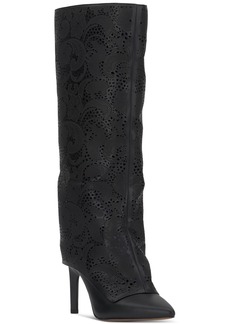 Jessica Simpson Women's Brykia Cuffed Pointed-Toe Boots - Black Lace Cut