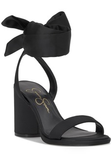 Jessica Simpson Women's Cadith Ankle-Tie Dress Sandals - Black Satin