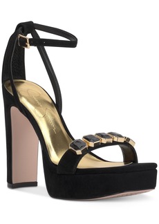 Jessica Simpson Women's Callirah Ankle-Strap Platform Sandals - Black Suede