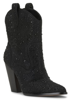 Jessica Simpson Women's Cissely Pull-On Embellished Cowboy Booties - Black Microsuede