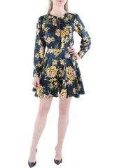 Jessica Simpson Womens Davina Floral Mini Fit & Flare Dress Navy XS