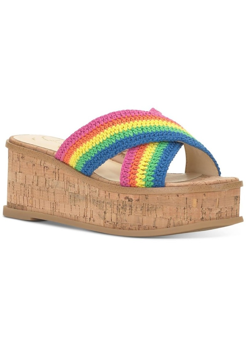 Jessica Simpson Womens Ediza Crochet Platform Sandals Multi  Medium (BM)