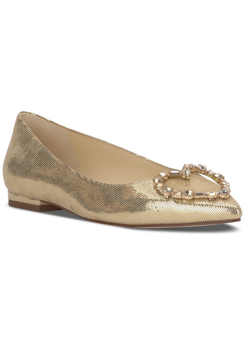 Jessica Simpson Women's Elika Pointed-Toe Embellished Ballet Flats - Gold Synthetic