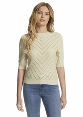 Jessica Simpson Women's Faye Pointelle Short Sleeve Sweater