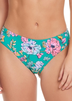 Jessica Simpson Women's Floral-Print Hipster Bikini Bottom - Viridian