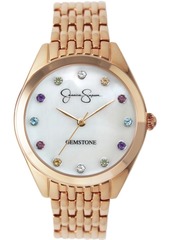 Jessica Simpson Women's Genuine Gemstone Rose Gold Tone Bracelet Watch 37mm