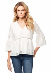 Jessica Simpson womens Habsburg Pretty Eyelet Tiered Top Blouse   US