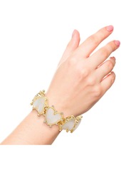 Jessica Simpson Womens Heart Bracelet - Gold-Tone Stretch Bracelet with Rhinestone Embellishments - Gold