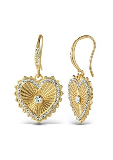 Jessica Simpson Womens Heart Drop Earrings - Gold-Tone Heart Earrings with Rhinestones - Gold