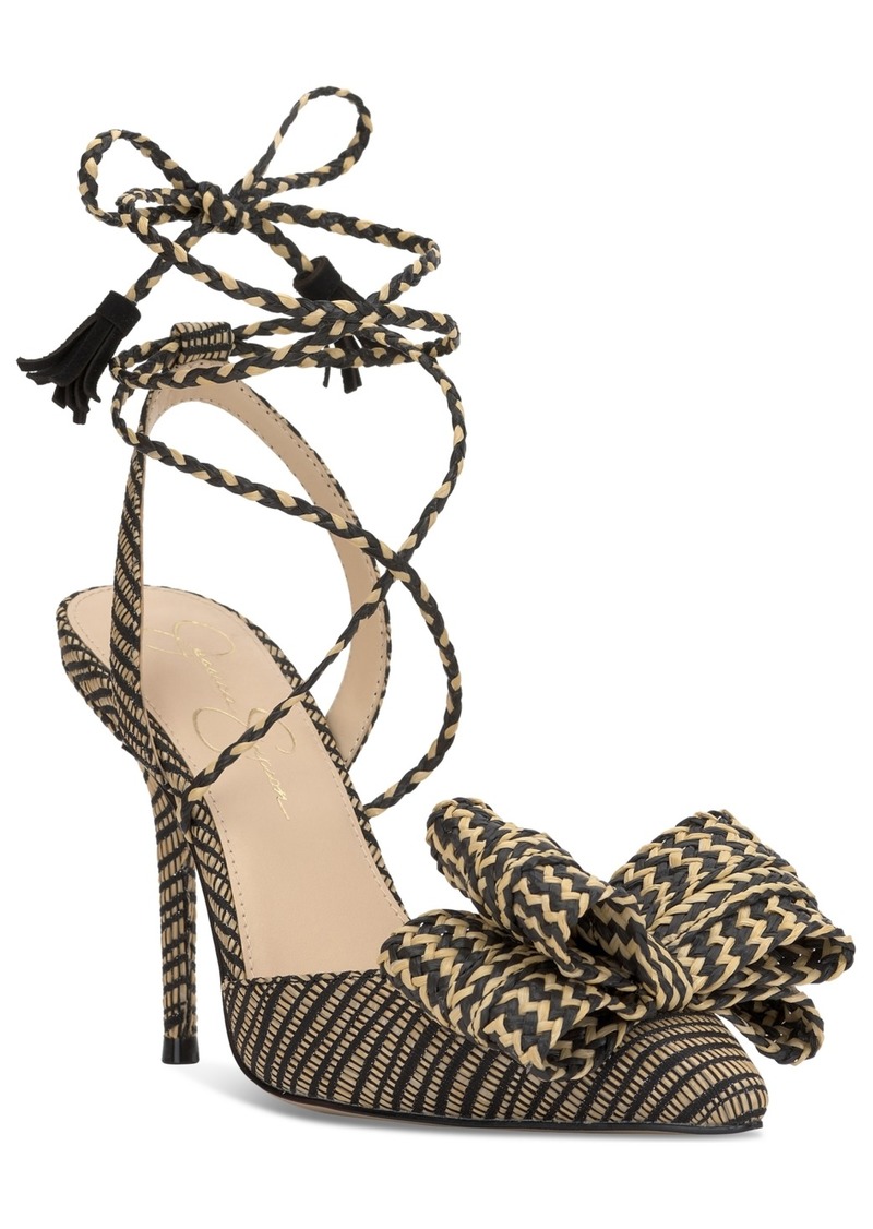 Jessica Simpson Women's Hirlia Ankle-Wrap Bow Pumps - Natural Black Zebra