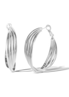 Jessica Simpson Womens Hoop Earrings Gold or Silver Tone Earrings for Women - Silver