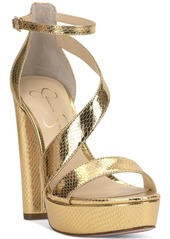 Jessica Simpson Women's Iley Strappy Platform High Heel Sandals - Gold Metallic Snake