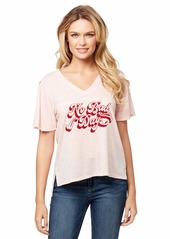 Jessica Simpson Women's Jayce Slit Sleeve High Low Tee Shirt NO Bad Days Veiled Rose