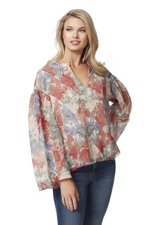 Jessica Simpson Women's Jenna Notch Neck Top Paisley Patch-Mother of PEAR