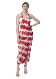 Jessica Simpson Women's Joey Halter Neck Side Split Maxi Dress Dubarry TIE DYE