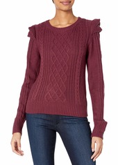 Jessica Simpson Women's Kathy Cute Ruffle Cable Pattern Sweater