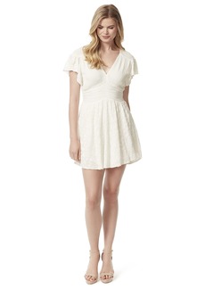 Jessica Simpson Women's Khloe Flutter Short Sleeve Mini Dress Pullover