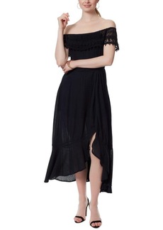 Jessica Simpson Women's Beatrix Laced Off The Shoulder Side Split Maxi Dress