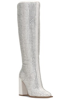 Jessica Simpson Women's Lovelly Embellished Dress Boots - White Textile