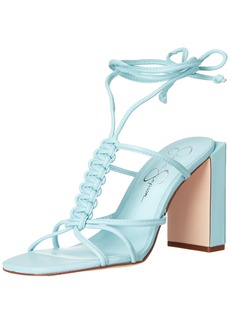Jessica Simpson Maena Women's Leather Strappy Ankle Wrap Sandals Blue
