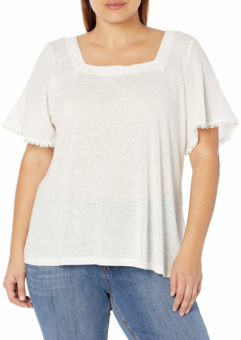 Jessica Simpson Women's Milly Lace Trim Peasant Top