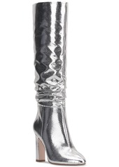 Jessica Simpson Women's Minerva Knee-High Slouchy Dress Boots - Silver Metallic Snake