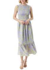 Jessica Simpson Women's Mira Floral-Print Smocked Maxi Dress - Lavender Lotus