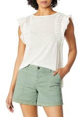 Jessica Simpson Women's Moya Short Sleeve Blouse with Lace Detail