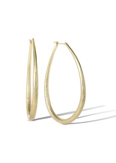 Jessica Simpson Womens Oval Textured Hoop Earrings - Gold or Silver-Tone Large Hoop Earrings - Gold