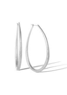 Jessica Simpson Womens Oval Textured Hoop Earrings - Gold or Silver-Tone Large Hoop Earrings - Silver