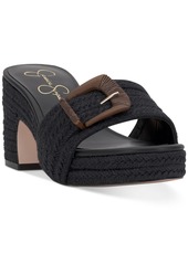 Jessica Simpson Women's Peccio Buckled Platform Block-Heel Slide Sandals - Natural Raffia