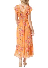 Jessica Simpson Women's Phillipa Floral-Print Ruffled Maxi Dress - AUTUMN SUNSET