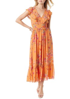 Jessica Simpson Women's Phillipa Floral-Print Ruffled Maxi Dress - AUTUMN SUNSET