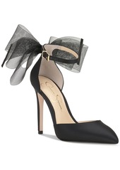Jessica Simpson Women's Phindies Bow Ankle-Strap Pumps - Off White Satin