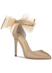 Jessica Simpson Women's Phindies Bow Ankle-Strap Pumps - Champagne Satin