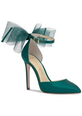 Jessica Simpson Women's Phindies Bow Ankle-Strap Pumps - Gem Green Satin