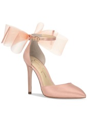 Jessica Simpson Women's Phindies Bow Ankle-Strap Pumps - Off White Satin