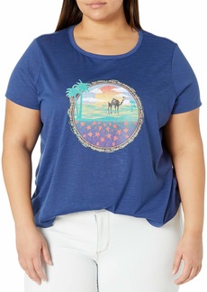 Jessica Simpson Women's Plus Size Luna Short Sleeve Graphic Knit Tee Shirt