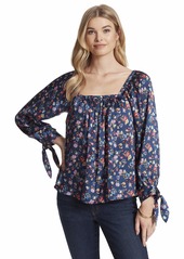 Jessica Simpson Women's Trey Feminine Tie Cuff Woven Blouse Top Gibraltar SEA Wild Bouquet