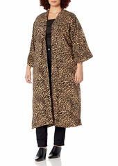 Jessica Simpson Women's Waverly Fashion Maxi Cardigan Throw-Over Grey Sand-Rosette Leopard