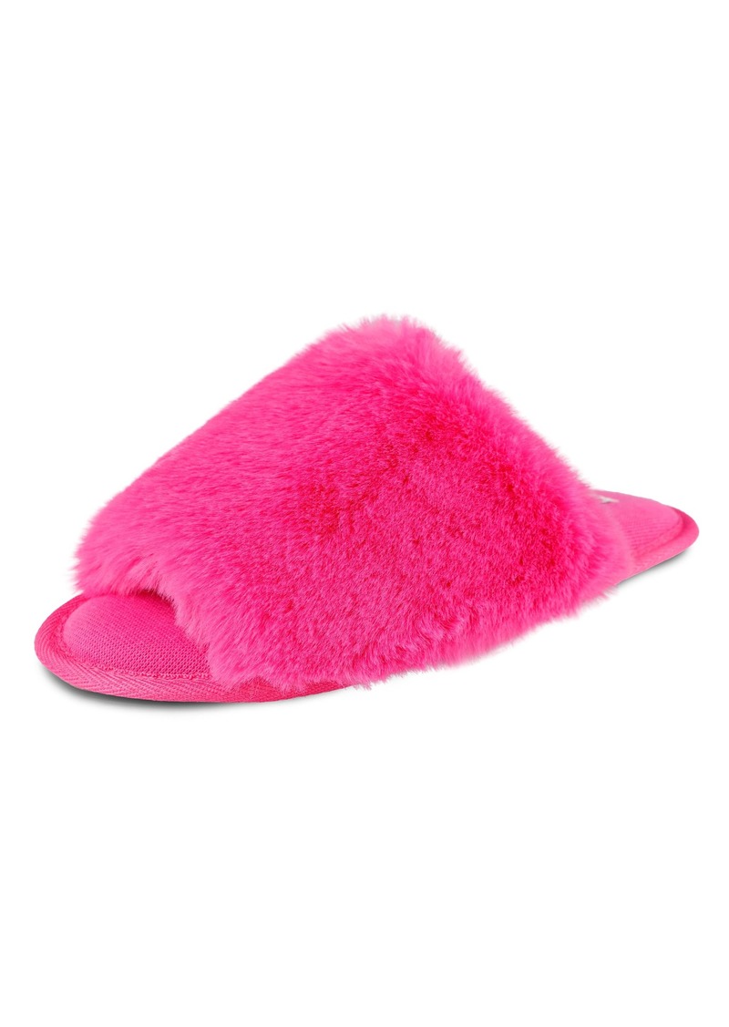 Jessica Simpson Women's Plush Faux Fur Fuzzy Slide on Open Toe Slipper