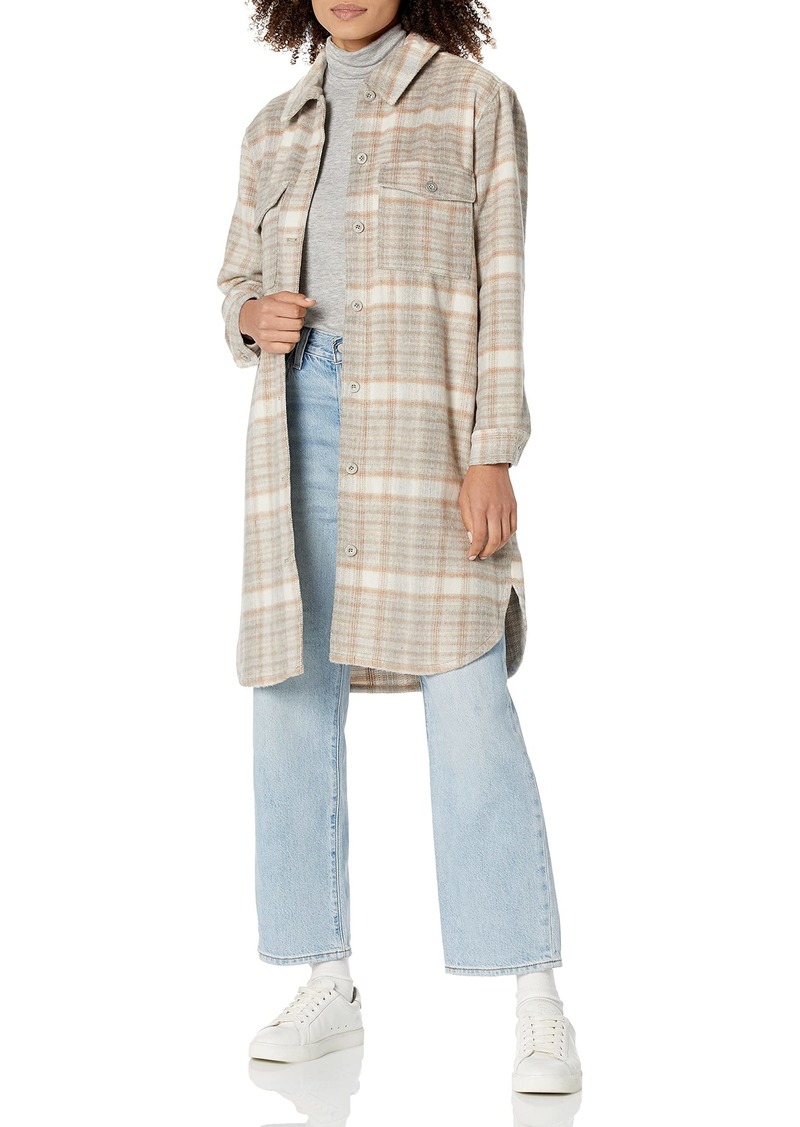 Jessica Simpson Women's Roe Long Sleeve Button UP Shirt-Jacket Gardenia-Shadow Plaid XL
