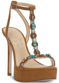 Jessica Simpson Women's Saigee Embellished Platform Dress Sandals - Brown Sugar