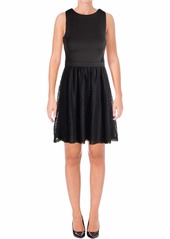 Jessica Simpson Women's Scuba Lace Fit-and-Flare Dress
