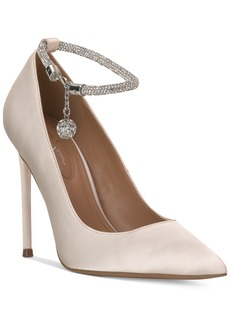Jessica Simpson Women's Sekani Embellished Ankle-Strap Pumps - Off White Satin