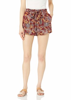 Jessica Simpson Women's Plus Size Shira Self Belt Pull On Short RED Dahlia Moroccan Blooms