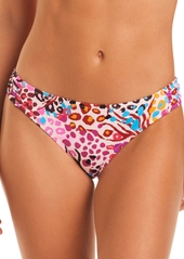 Jessica Simpson Women's Side-Shirred Hipster Bikini Bottoms - Pink Multi