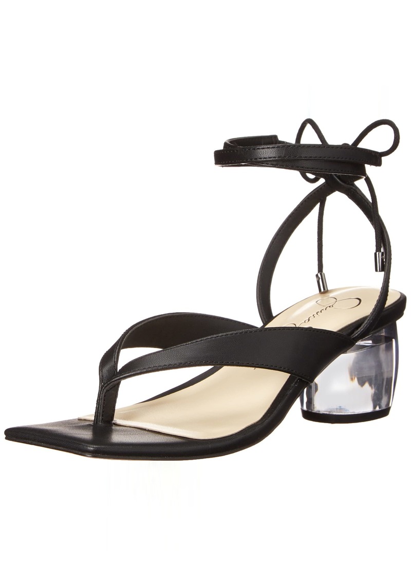 Jessica Simpson Sitelli Women's Faux Leather Ankle Wrap Heeled Sandal