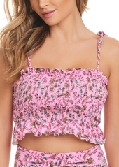 Jessica Simpson Women's Smocked Ruffled Covertible Tankini Top - Blossom